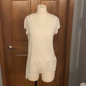White flowy, high low, T-shirt